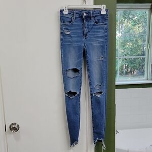 American Eagle Outfitters Ripped Blue Skinny Jeans